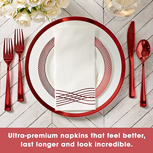 By Madee 50 Pcs PREMIUM Holiday Napkins Disposable | Red Disposable Napkins | Cloth Like Christmas Disposable Hand Towels for Bathroom | Metallic Foil Stamped | Thicker and Softer than Others – Image 5