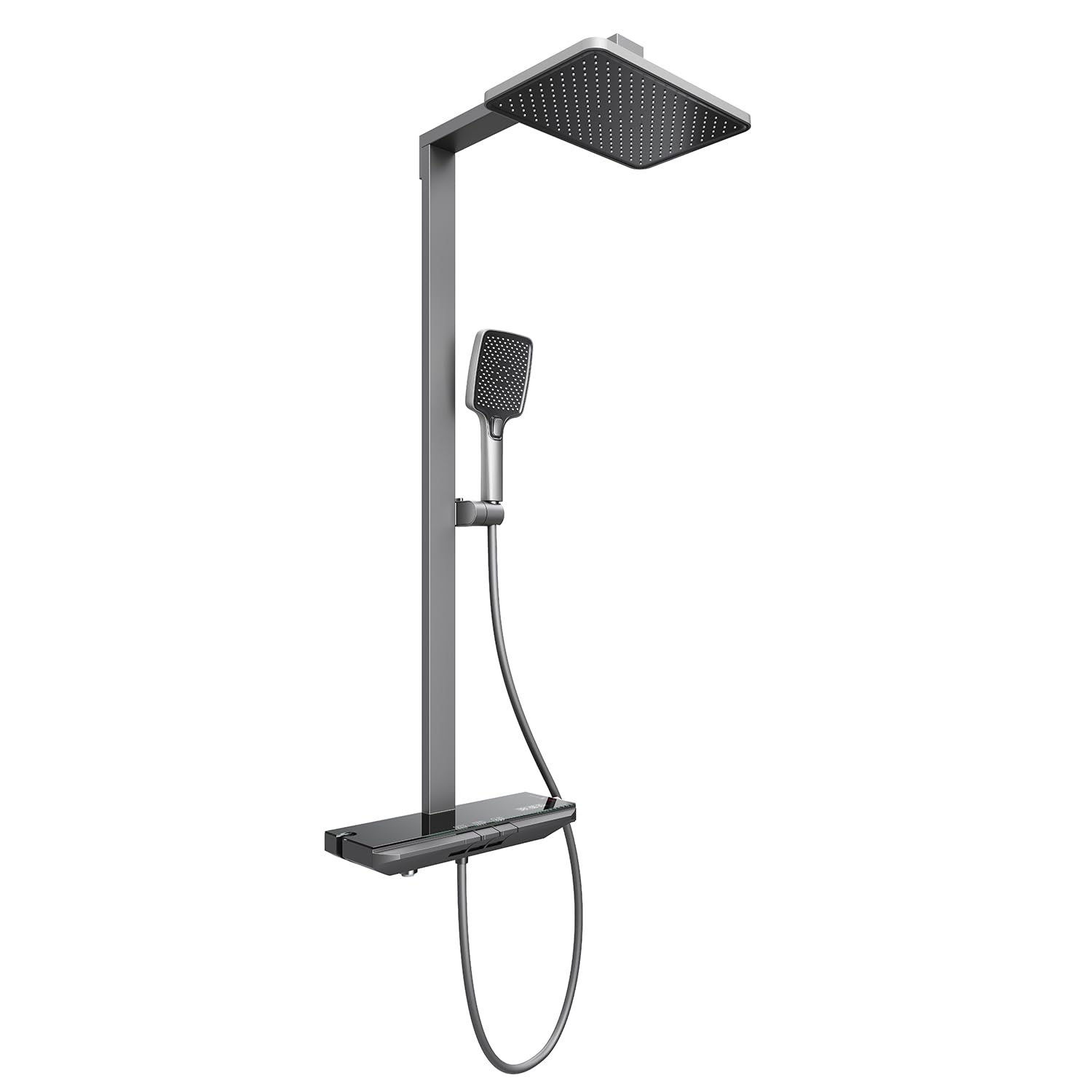 SONNI Duschsystem mit Thermostat Anthrazit LED Duschset Regendusche Eckig