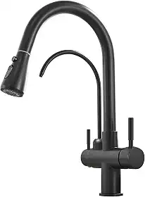 YESOP Torneira De Bancada Cozinha P/filtro Extensível Monocomando Cozinha Pia Preto