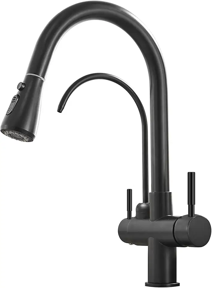 YESOP Torneira De Bancada Cozinha P/filtro Extensível Monocomando Cozinha Pia Preto