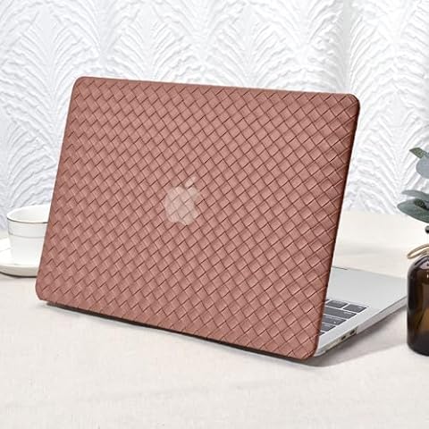 Seorsok Compatible with MacBook Air 15 inch Case 2023 Release A2941 M2 Chip Liquid Retina Display Touch ID,Elegant Leather Plastic Hard Shell Case Transparent Keyboard Cover,Brown Cover