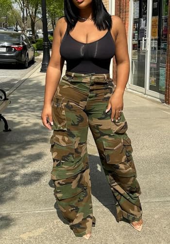 Women's High Waisted Baggy Jeans Casual Loose Wide Leg Denim Pants Ripped Cargo Jeans Streetwear with Flap Pocket4