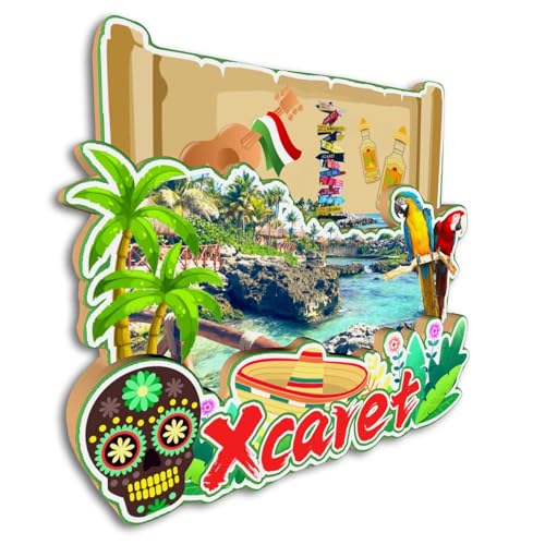 Imán decorativo redondo Xcaret México miniatura 3