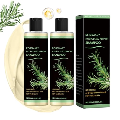 2 champú orgánico de romero para mujer, champú natural de queratina de hidrólisis de romero, suave y esponjoso, refrescante aroma natural, previene el cabello seco, adecuado para todo tipo de cabello.