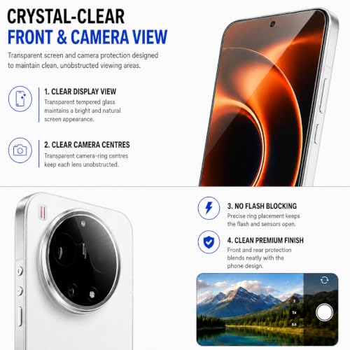Image of FIRST MART Tempered Glass for Xiaomi 17 Ultra 5G with Silver Camera Ring Guard & Installation Kit | HD Clear Edge-to-Edge Screen Protector, Scratch Resistant, Case-Friendly | Pack of 1