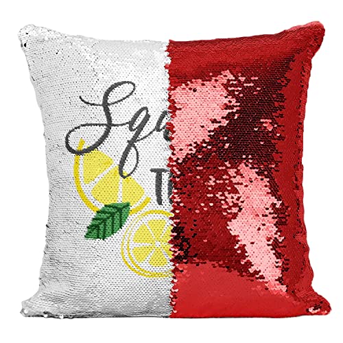 Coussin Sequin Paillettes Rouge réversible motif rigolo