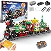 Mould King 12012 Bloques de construcción de Navidad, 1296 Piezas Tren de Navidad eléctrico luz LED Locomotora de Vapor Conjunto Modelo Kit de construcción, Juguetes para niños a