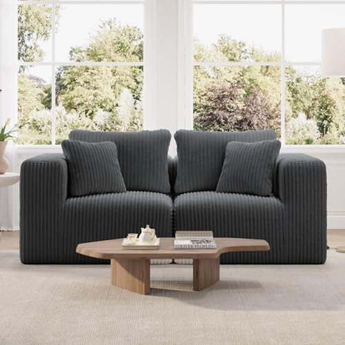 Image of Novilla 70.8 inch Modular Loveseat Sofa, Small Space Sectional Couch, Modern Cloud Sofa with Smarts Coil Support, Boneless Sectional Couch for Living Room Apartment, No Assembly Required, Dark Gray