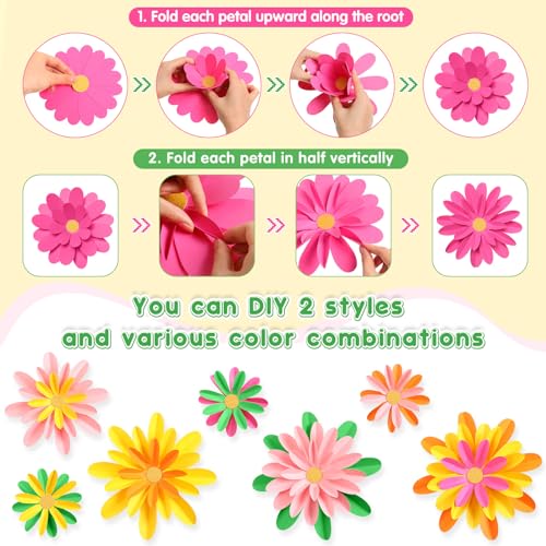 Image of MotiMind 18 Pcs Paper Flowers Bulletin Board Decorations DIY 3D Paper Floral for Wall Classroom Back to School Birthday Party Flower Backdrop Decoration Photo Backdrop(Rainbow Color,6 inch 8 inch 10 inch)