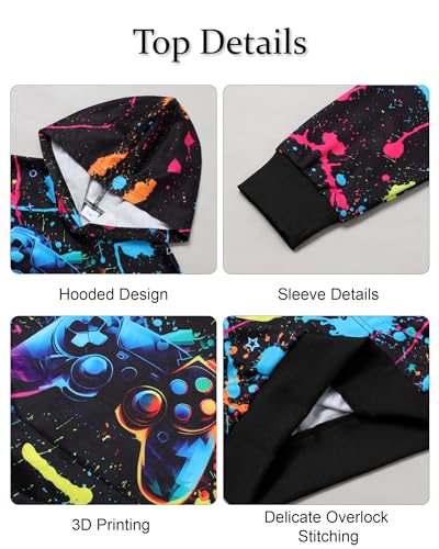 Boy 2 Pcs Clothes Cool 3D Printing Long Sleeve Hoodie & Sweatpants Outfit for 5-12 Years2