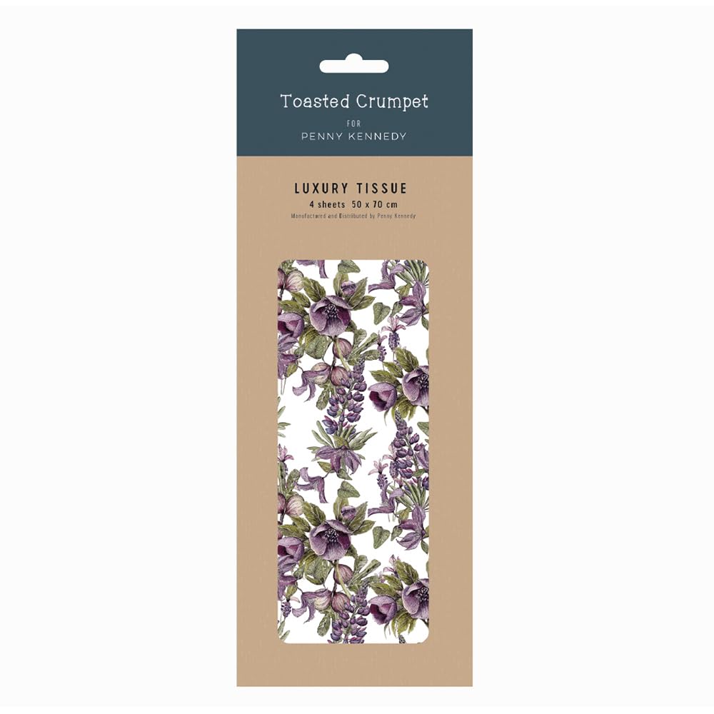 Penny Kennedy Luxury Tissue Paper, Mulberry White Floral Design, 50 x 70 cm, 4 Sheets, Gift Wrapping