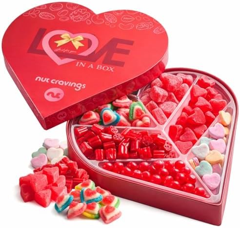 Amazon.com : NUT CRAVINGS - Mixed Candy Heart Shaped Gift Basket, Love ...