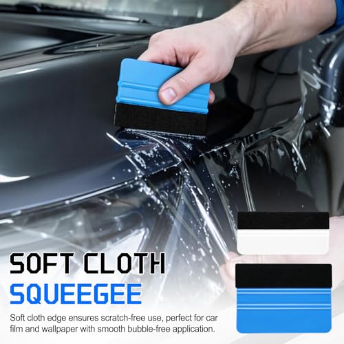 Image of SINGARO Car WindowTint Kit, 9PCS Vehicle Glass Protective Film Wrapping Installation Set, Auto Vinyl Wrap Tinting Tools Included Vinyl Squeegee, Felt Squeegee, Cutter with Replacement Blades