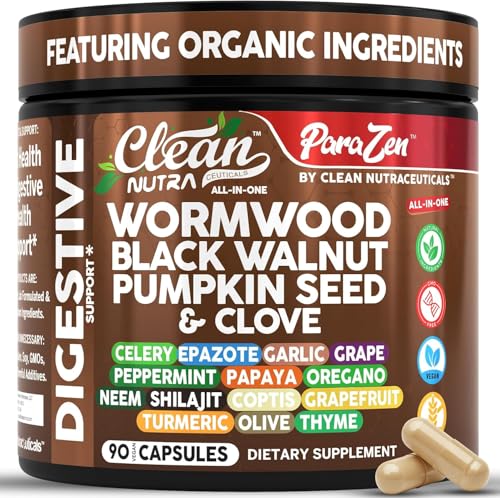Clean Nutra Wormwood Black Walnut Pumpkin Seed Clove Oil Celery Garlic Grape Papaya Neem...