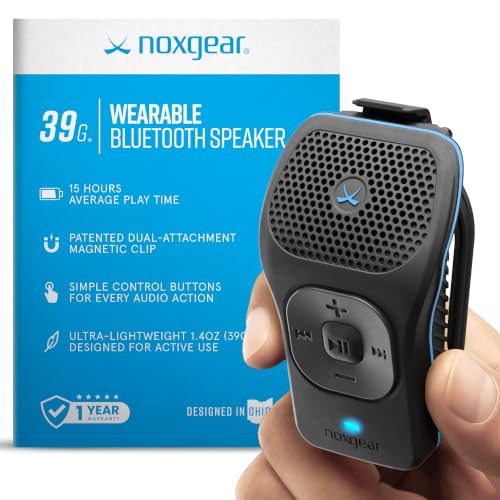 noxgear 39g Wearable Bluetooth Speaker, Mini Clip-On, Black