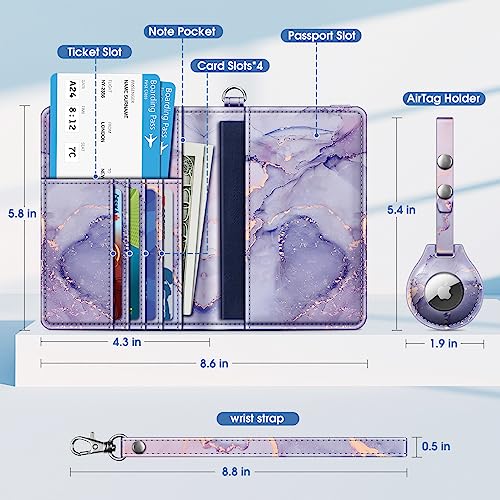 Fintie Passport Holder with Airtag Holder, Slim Travel Wallet RFID Blocking Passport Cover Protector Essentials with Credit Card Slots for Women/Men2
