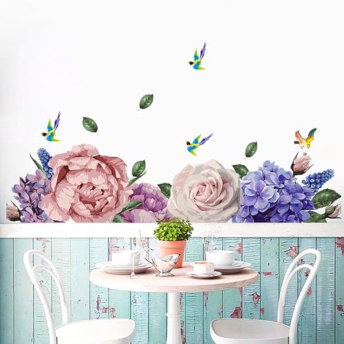 Image of Xtore Peony Rose Peel and Stick Wallpaper for Wall Decor (Pack of 1, Multi)