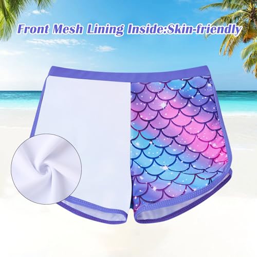 Image of TUONROAD Girls 2 Pieces Rash Guard Swimsuit Long Sleeve Tankini for 4-10 Years