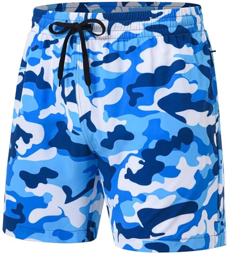 Image of Tyhengta Men's Swim Trunks Quick Dry Beach Shorts with Zipper Pockets and Mesh Lining