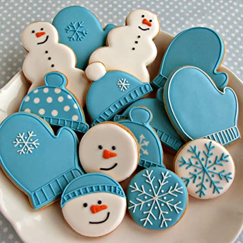 Snowflake Cookie Cutter Set Stainless Steel, Winter Onderland Christmas 1St Birthday Biscuit Molds With Hat Mitten Christmas Tree Number 1 Photo Plaques Dough Fondant Tool #TOP1