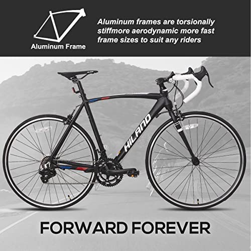 Hiland Rennrad 700c Racing Bike City Pendlerfahrrad mit 14 Geschwindigkeiten Antriebsstrang 50cm schwarz Herrenrad Damenfahrrad