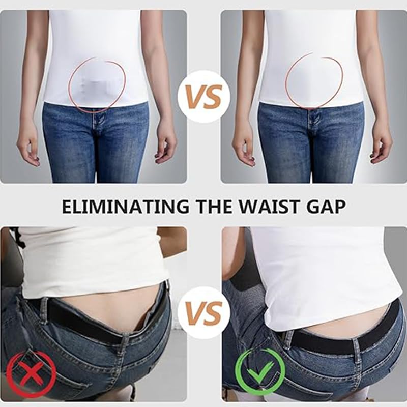 Invisible Elastic Waist Belt for Women – Adjustable, Lightweight, Foldable Design with Flat Metal Buckle – Ideal for Jeans, Pants, Dresses – Great Gift Idea(Black)3