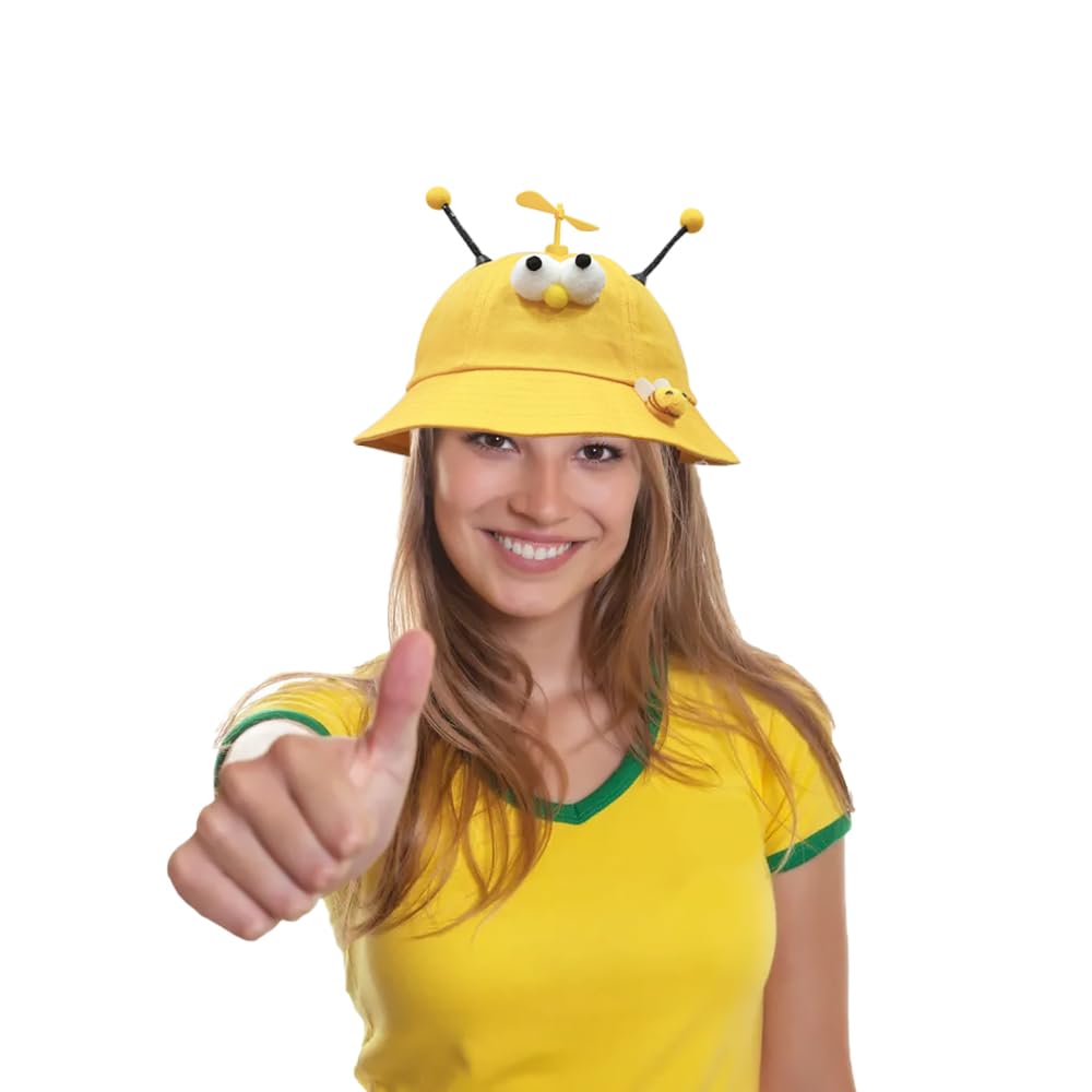 SIEBOLD Propeller hat,Helicopter Hat,Propeller Cap,Funny Party hat,Cute bee hat Summer Sun Protection Outdoor Sun Hat,for adults for Fancy Dress Party hat Party Favors - Image 4