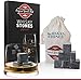 Produktbild Original Spirits Club Whisky Steine Set - 9 Marmor Whisky Steine und Natur Leinen Tasche zum Einfrieren - Whiskey Wiederverwendbar Eiswürfel - Getränke Kuhlsteine - Whiskey Geschenke für Männer