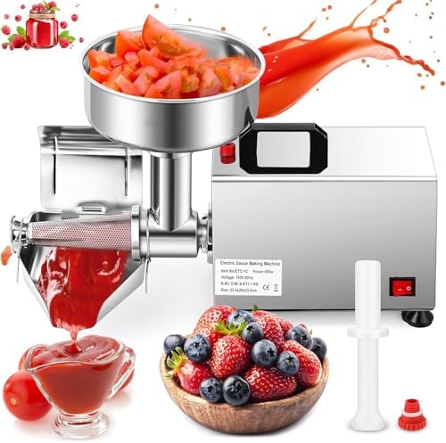 Electric Tomato Milling Machine, Stainless Steel Sauce Press for Homemade Tomato, Strawberry, and Blueberry Sauces