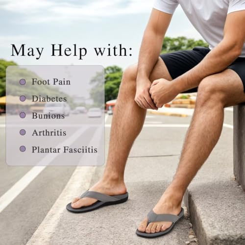 MEGNYA Comfortable Orthotic Plantar Fasciitis Toe Post for Mens, Lightweight Casual Sandals for Foot and Heel Pain Relief, Orthopedic Walking Flip-Flops with Arch Support2