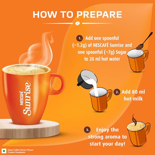 Image of Sunrise Instant Coffee Powder by Nescafe | Rich Aroma for the perfect start to your day | Coffee Chicory-Mix | 90g Jar