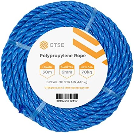 GTSE Blue Polypropylene Rope, 10mm x 30m, Strong Multi-Purpose Rope Perfect for DIY, Gardening and Construction