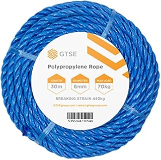 GTSE Blue Polypropylene Rope, 10mm x 30m, Strong Multi-Purpose Rope Perfect for DIY, Gardening and Construction