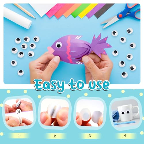Image of TOAOB 150pcs 22mm Large Wiggle Googly Eyes Self Adhesive Sticker Eyes | Plastic Black Round Eyeballs, DIY Arts Crafts, Scrapbooking Accessories