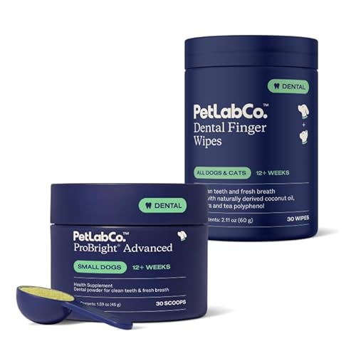 PetLab Co. - Tooth & Gum Support Bundle for Small Dogs: Dental Wipes for Everyday Dental Health Support & Dental Powder for an Effortless Clean in 1 Scoop – Easy to use – Premium Quality Ingredients