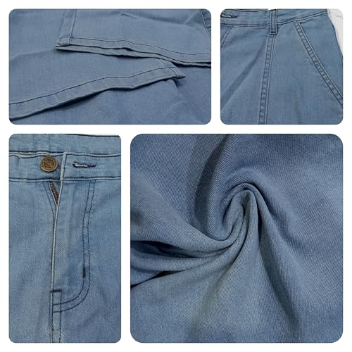 Image of GRECIILOOKS High Waist Jeans for Women - Wide Leg Straight Fit Denim | Baggy Cargo Style Casual Pants for Girls & Daily College Wear