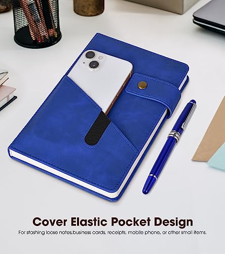 Image of Lined Journal Notebook with Pen, A5 Personalized Hardcover Leather Journal for Men Women, 200 Pages 100 GSM Thick Paper College Ruled Notebooks for Work Travel School Writing Diary 5.9 inch X 8.4 inch Navy