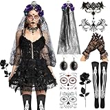 Cadeau idéal : ce kit de voile tête de mort est livré avec des accessoires, se distingue par son design élégant et est facile à porter, ce qui en fait le cadeau idéal pour les fêtes d'Halloween pour les femmes
