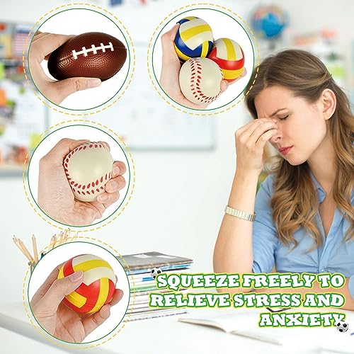 Ainiv 12 Stück Schaumstoffbälle, Stress Bälle, Mini Sportbälle, Antistressball für Schaum, Stressabbau-Ballspielzeug, Geburtstagsparty-Geschenke, Kinder und Erwachsene für Party-Verschiedene Ballstile
