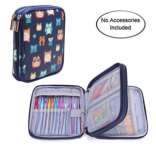 Teamoy Crochet Hook Case, Travel Storage Bag for Various Crochet Needles and Accessories