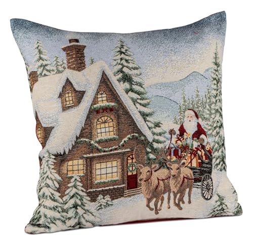 Weihnachtskissen 45 cm mit Nikolaus Motiv Gobelin Deko Kissen mit...
