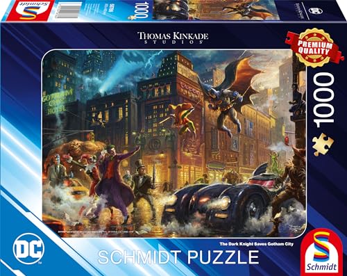 Schmidt Spiele 58786 Thomas Kinkade, Warner, The Dark Knight Saves Gotham City, 1000 Teile Puzzle, bunt [Exklusiv bei Amazon]