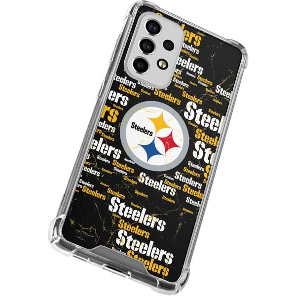 Skinit Clear Phone Case Compatible with Galaxy A53 5G - Officially Licensed NFL Pittsburgh Steelers Black Blast Design