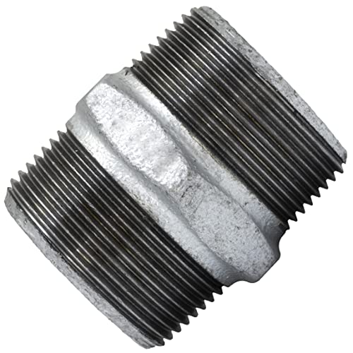 AERZETIX - Niple Igual Macho-Macho 1 1/2'x1 1/2' Galvanizado en Hierro Fundido - Racor de Tubo para Atornillar de Doble Rosca - Pezón Fontanería-Calefacción Instalación de Agua Alimentación
