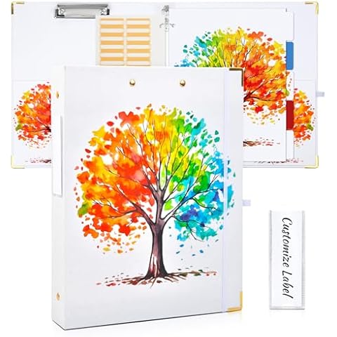 Cute 3 Ring Binder 1 Inch Round Ring Binder with Clipboard White Binder Organizer with Tabs 5 Dividers for Letter-Size Paper Notebook Binder for Office 8.5"x11" School Supplies Cover