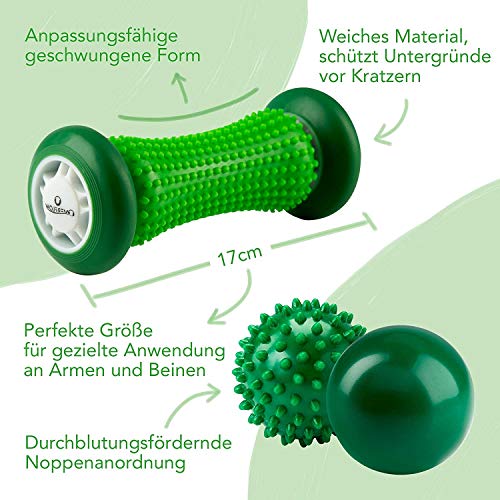 Over Flow Igelball Fussmassage Set - Massageball und Fußmassageroller gegen Plantarfasziitis - Faszienball, Kleine Faszienrolle, Massagebälle, Fußrolle - Image 3