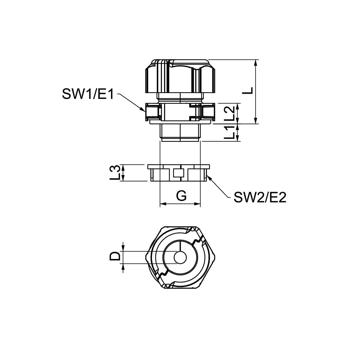 OBO Bettermann Glándula de Cable Divisible V-Tec TB20 06-08