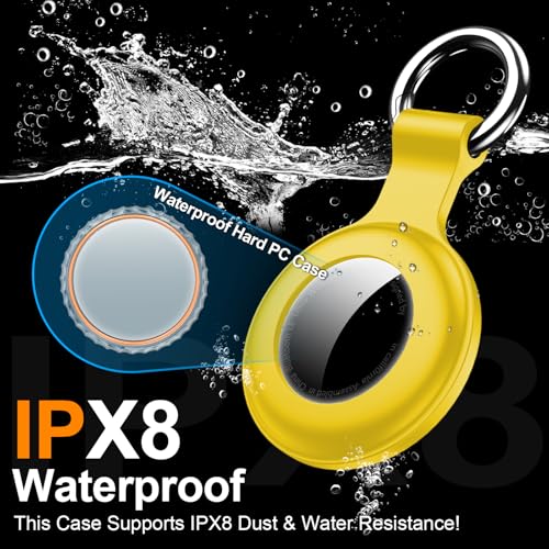 Image of 1|2|4Pack for Apple AirTag Holder,for Air Tag 2nd &1st Genaretion,Waterproof GPS Tracker Air Tag Keychain with Cover Anti-Scratch Silicone for Air-Tag Case for Pets,Kids,Bags,Luggages-Yellow