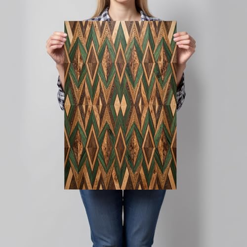 Affiche art mural mosaïque losanges 80x120 cm vert pour salon