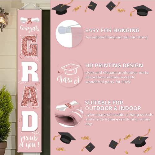 Image of Graduation Decorations 2026 Banner Porch Sign Rose Gold for Class of 2026 Graduates